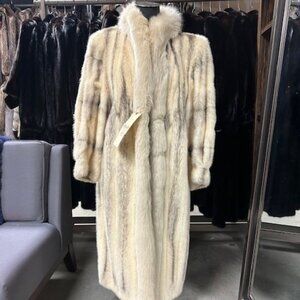 MINK - long, cream, degrader - TUXEDO FOX trim - +$6000 - NOW ONLY $1795 size L